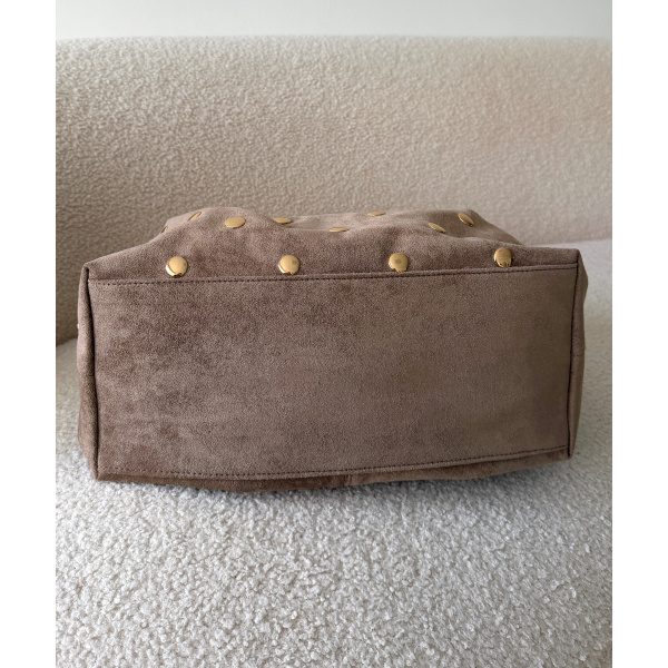 Sac daim clouté taupe  - DRESS DESIREE