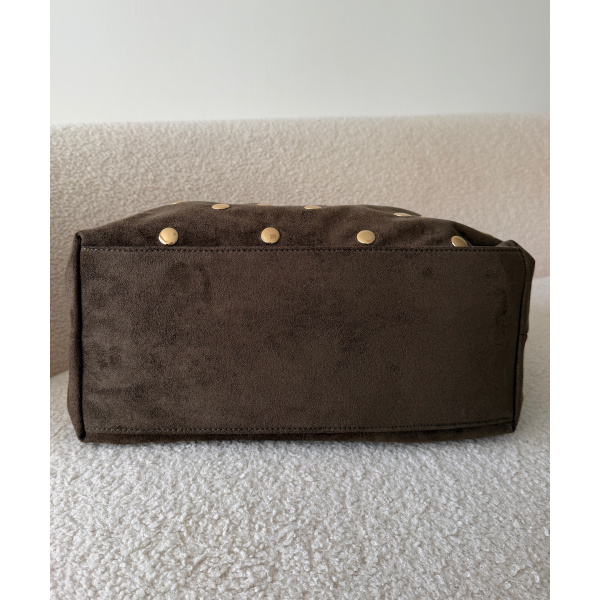 Khaki Suede Studded Bag - DRESS DESIREE