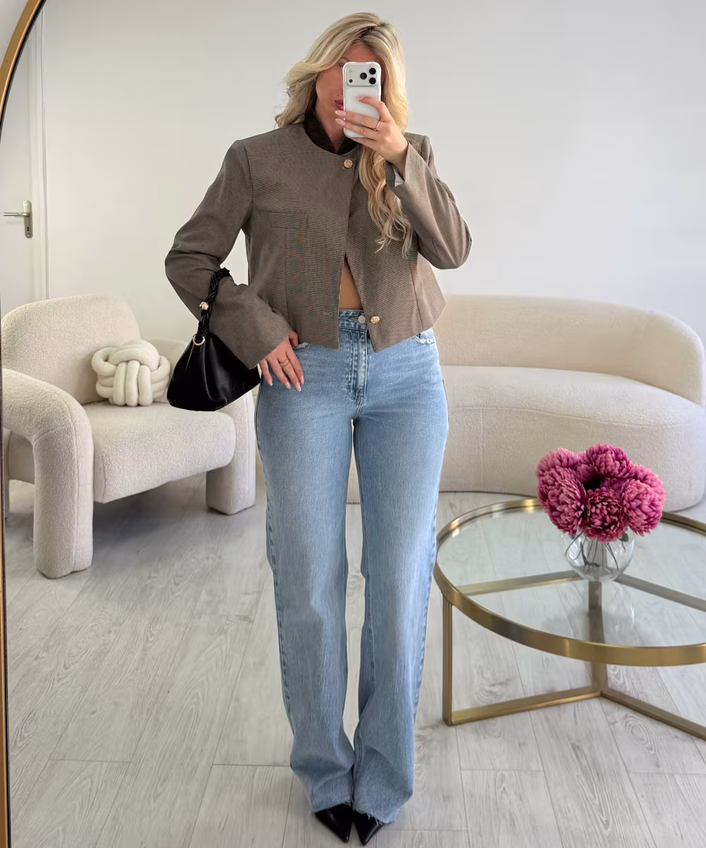Blazer carreaux manches rayures - DRESS DESIREE