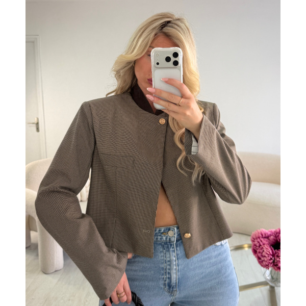 Blazer carreaux manches rayures - DRESS DESIREE