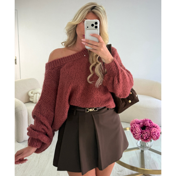 Pull loose asymétrique terracota  - DRESS DESIREE