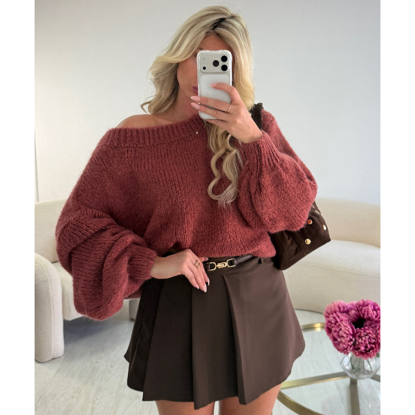 Pull loose asymétrique terracota  - DRESS DESIREE
