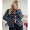 Pull zip marinière bleu marine  - DRESS DESIREE