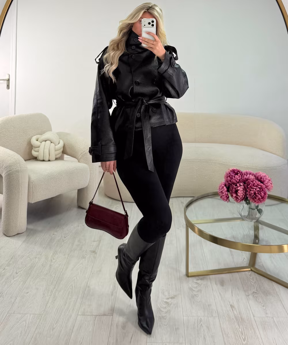 Veste simili col montant cintré noir - DRESS DESIREE