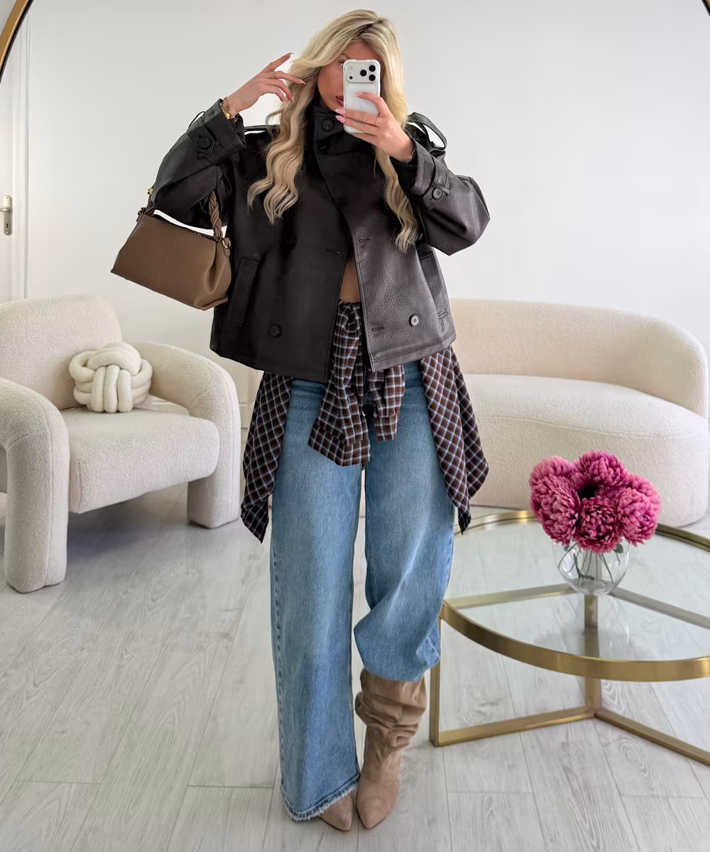 Veste simili col montant cintré choco - DRESS DESIREE