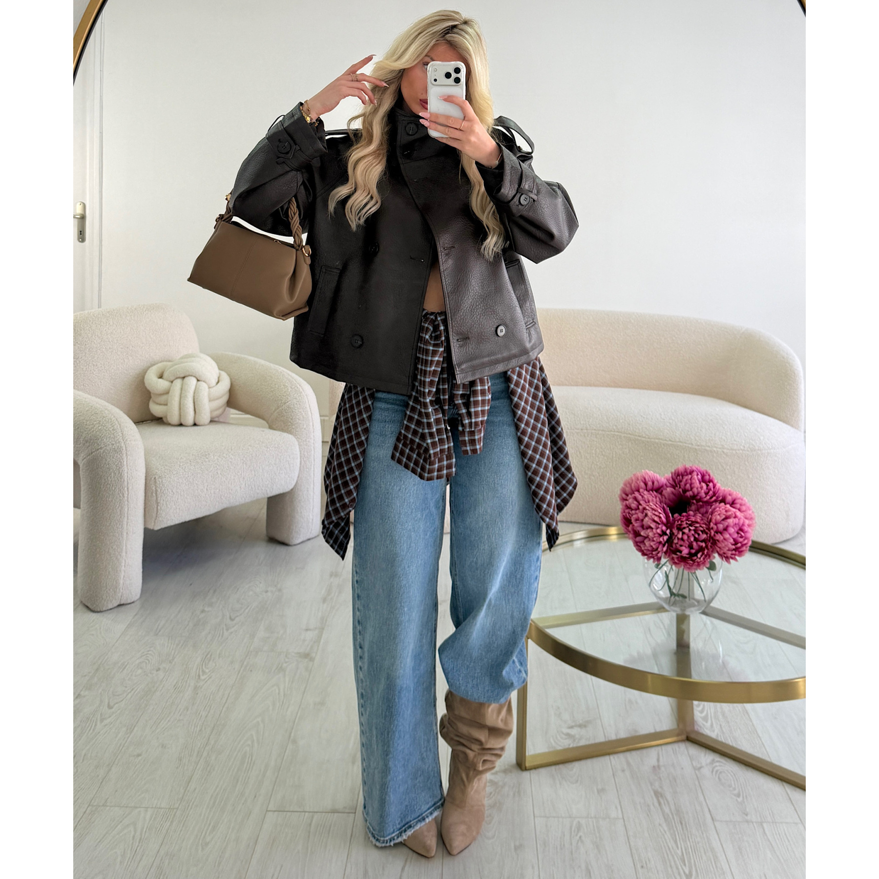 Veste simili col montant cintré choco - DRESS DESIREE