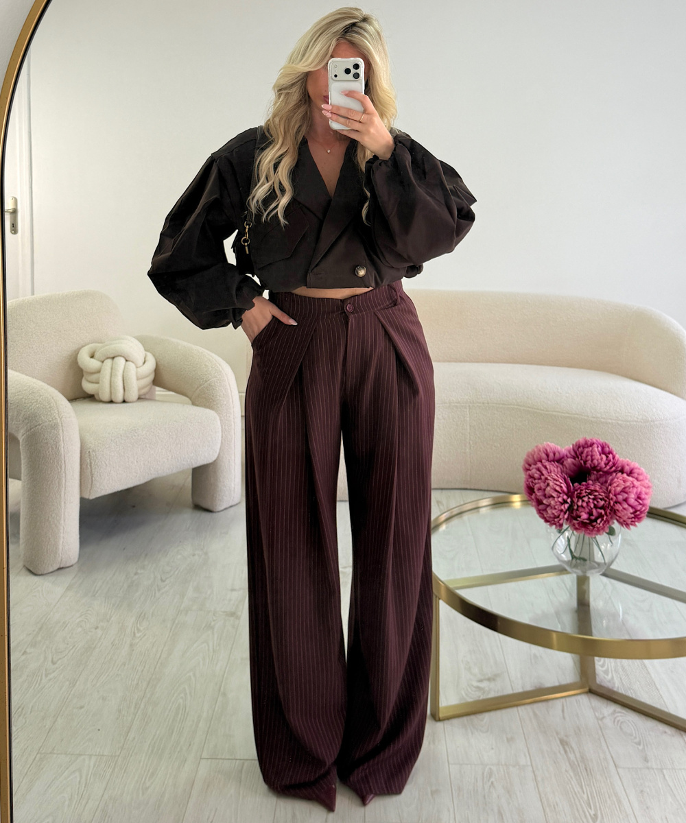 extra extra long burgundy pleated trousers - DRESS DESIREE