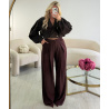 Pantalon barrel extra tall rayures bordeaux - DRESS DESIREE