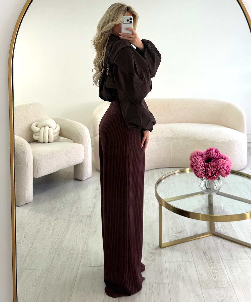 Extra-Tall burgundy  - Striped Barrel Pants