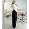 Pantalon barrel standard rayures bordeaux - DRESS DESIREE