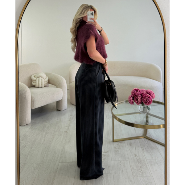 extra extra long navy blue pleated trousers - DRESS DESIREE