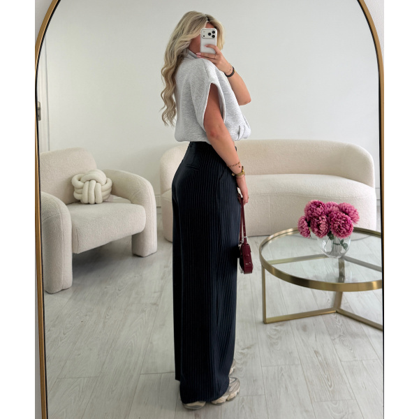 Pantalon barrel standard rayures bleu marine - DRESS DESIREE