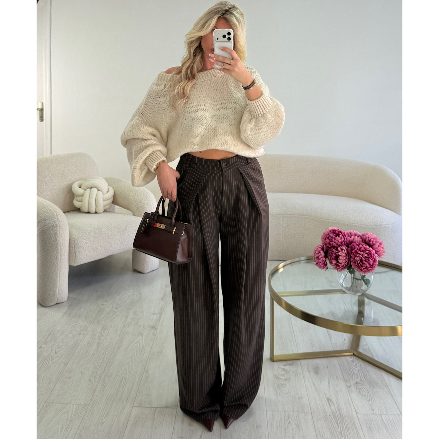 extra extra long brown pleated trousers DRESS DESIREE