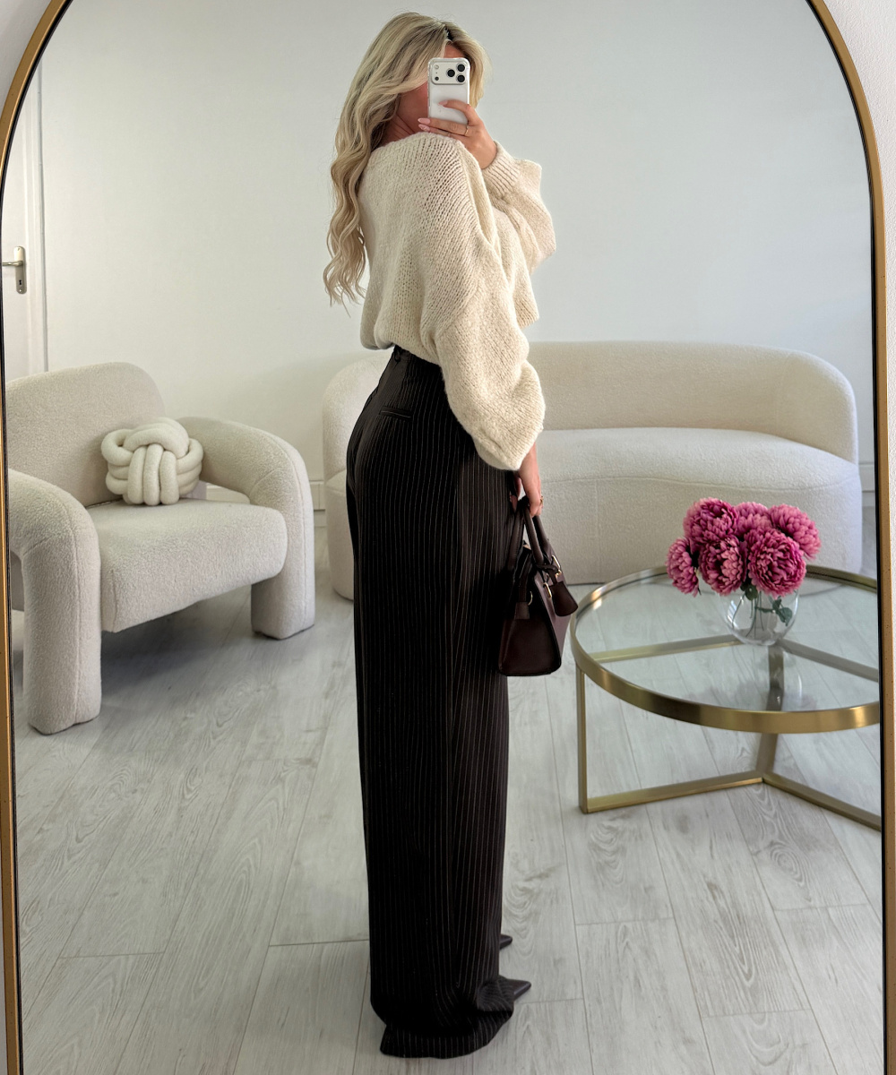Extra-Tall Chocolate-Striped Barrel Pants