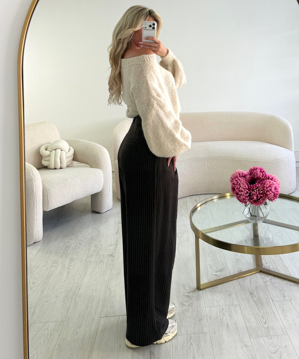 Standard Barrel Pants with Chocolate-Brown Stripes