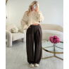 Pantalon barrel standard rayures choco - DRESS DESIREE