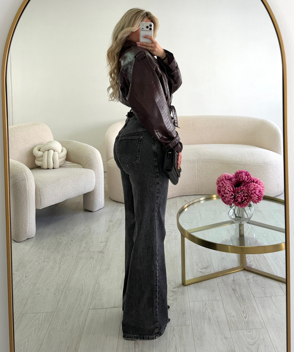Dark Gray Tall Wide-Leg Jeans