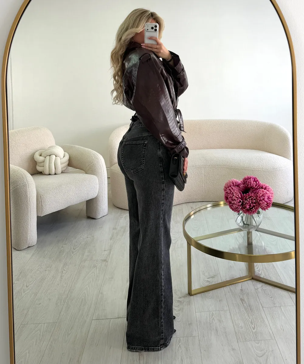 Jeans tall wide leg gris foncé