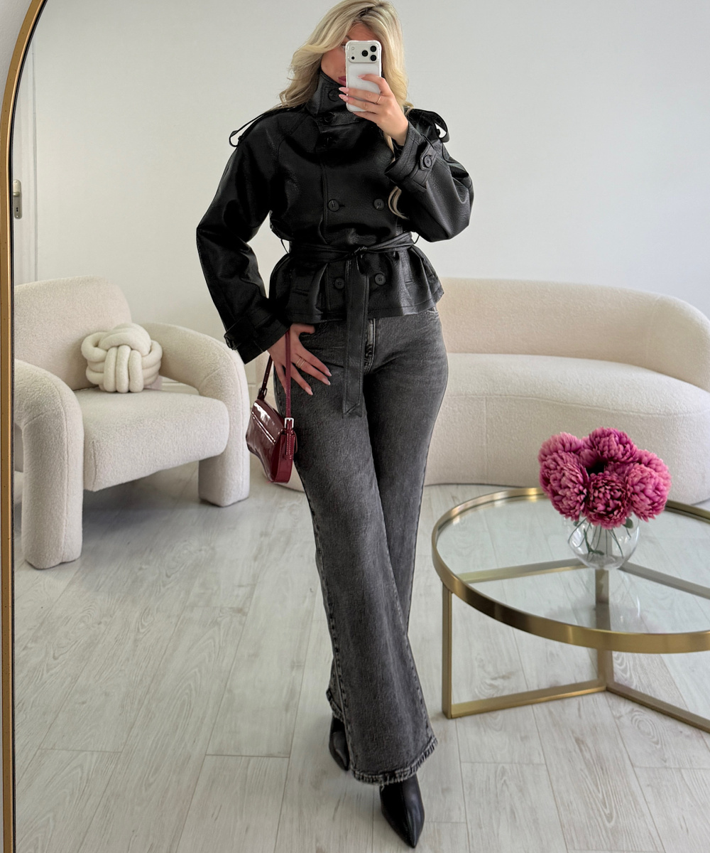 Standard wide-leg dark gray jeans - DRESS DESIREE