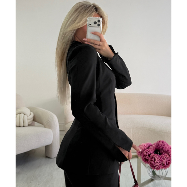 Structured black slit blazer - DRESS DESIREE