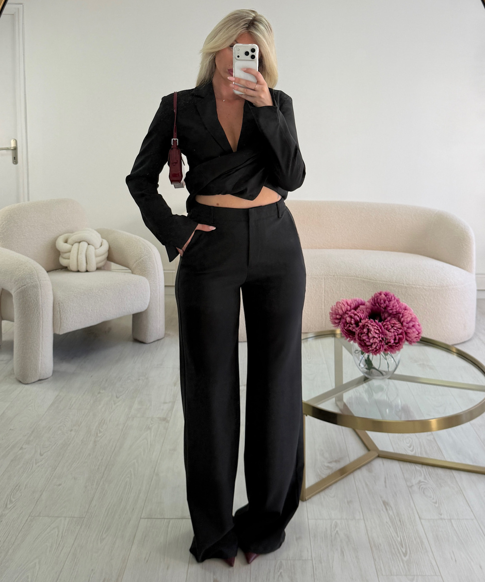 Pantalon extra tall large noir - Création