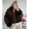 Choco suede bomber jacket with fur