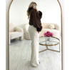 Choco suede bomber jacket with fur