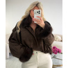 Choco suede bomber jacket with fur