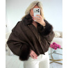 Choco suede bomber jacket with fur