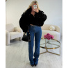 Black suede bomber jacket with fur