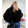 Black suede bomber jacket with fur