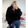 Black suede bomber jacket with fur