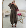 Chocolate check balloon pants set