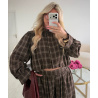 Chocolate check balloon pants set