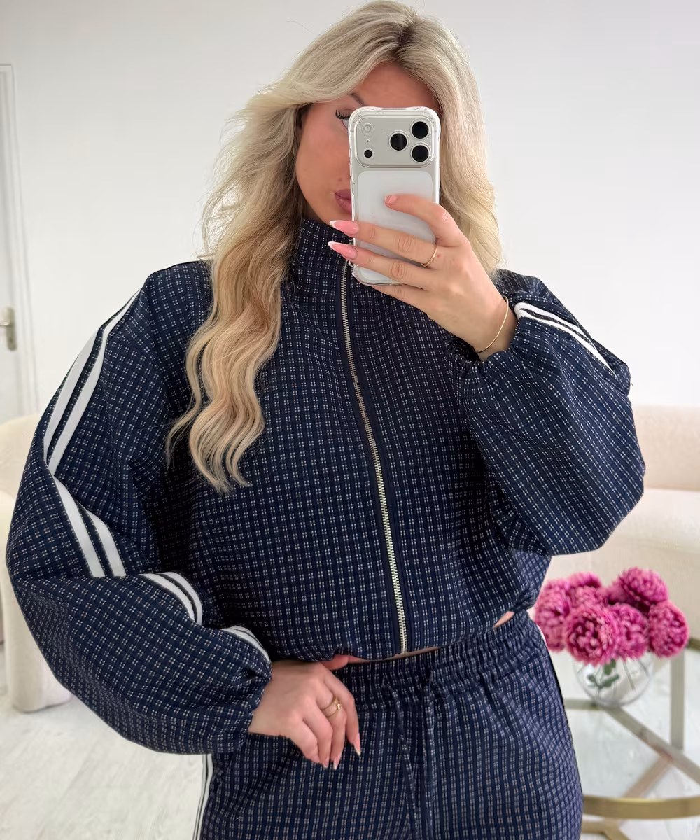 Bombers carreaux bandes bleu marine - DRESS DESIREE