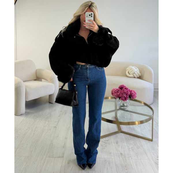 Extra-tall dark blue straight-leg jeans