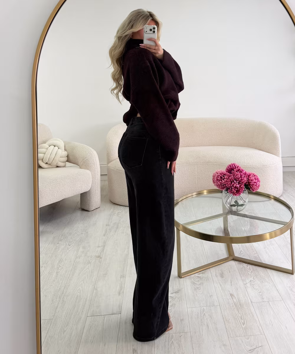 Jeans ballon noir chiné inclusive