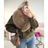 Veste daim kaki fourrure - DRESS DESIREE