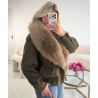 Khaki suede jacket with fur - DRESS DESIREE