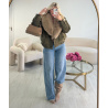 Khaki suede jacket with fur - DRESS DESIREE