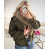 Khaki suede jacket with fur - DRESS DESIREE