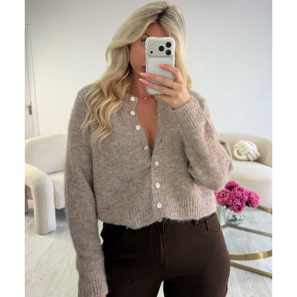 Taupe button-up jumper/cardigan - DRESS DESIREE