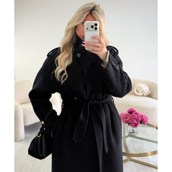 Long, thick black wool coat - DRESS DESIREE