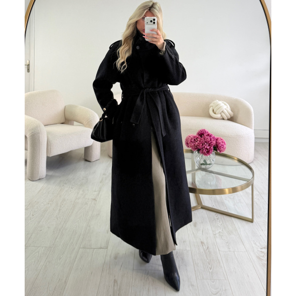 Long, thick black wool coat - DRESS DESIREE