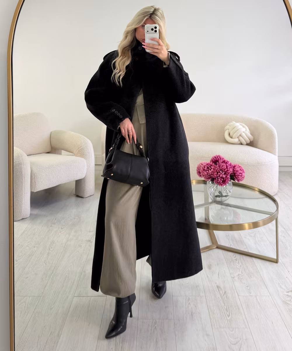 Manteau long laine épais noir - DRESS DESIREE