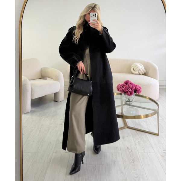 Long, thick black wool coat - DRESS DESIREE