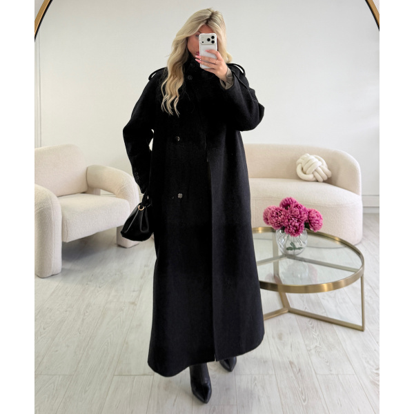 Manteau long laine épais noir - DRESS DESIREE