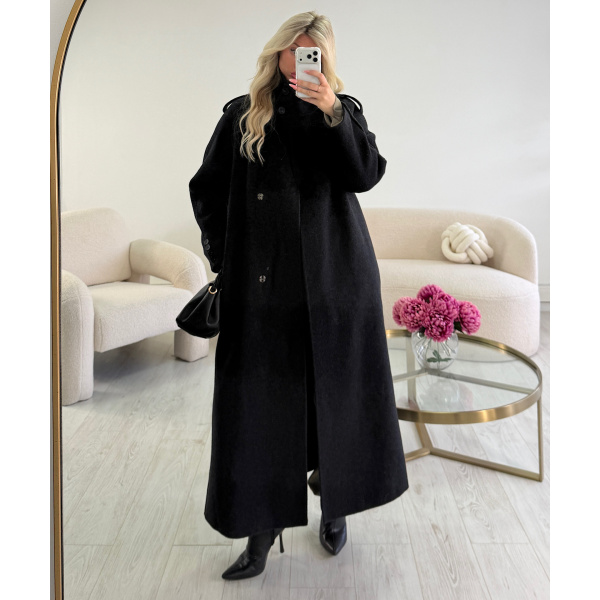 Long, thick black wool coat - DRESS DESIREE