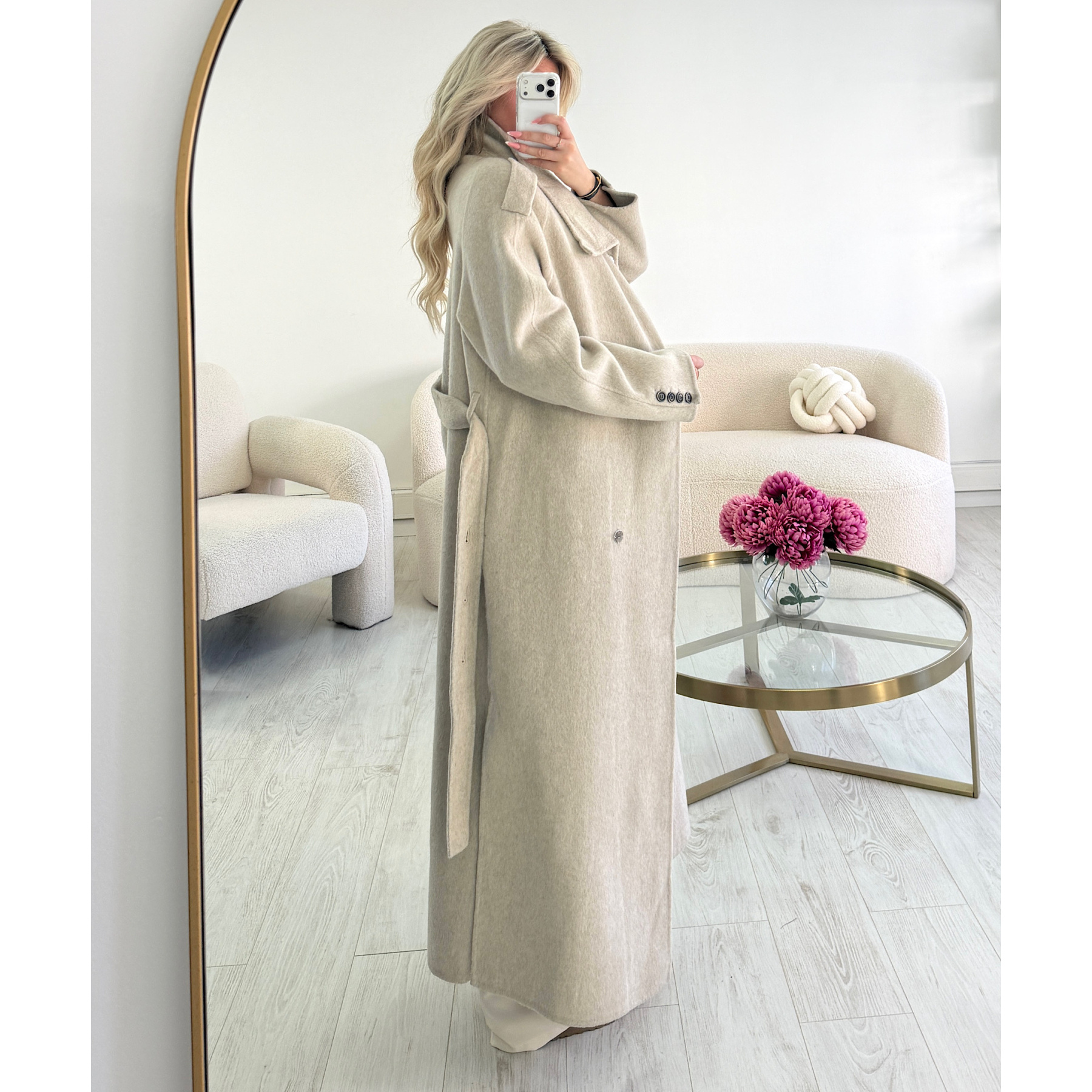 Long, thick beige wool coat - DRESS DESIREE