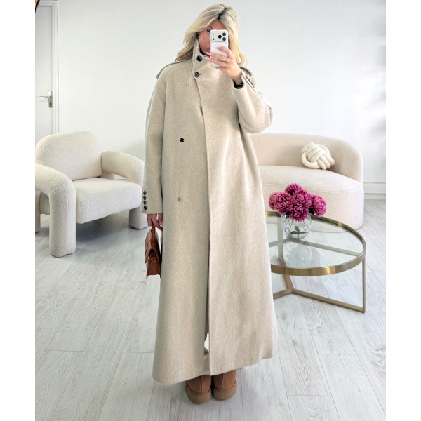 Manteau long laine épais beige - DRESS DESIREE